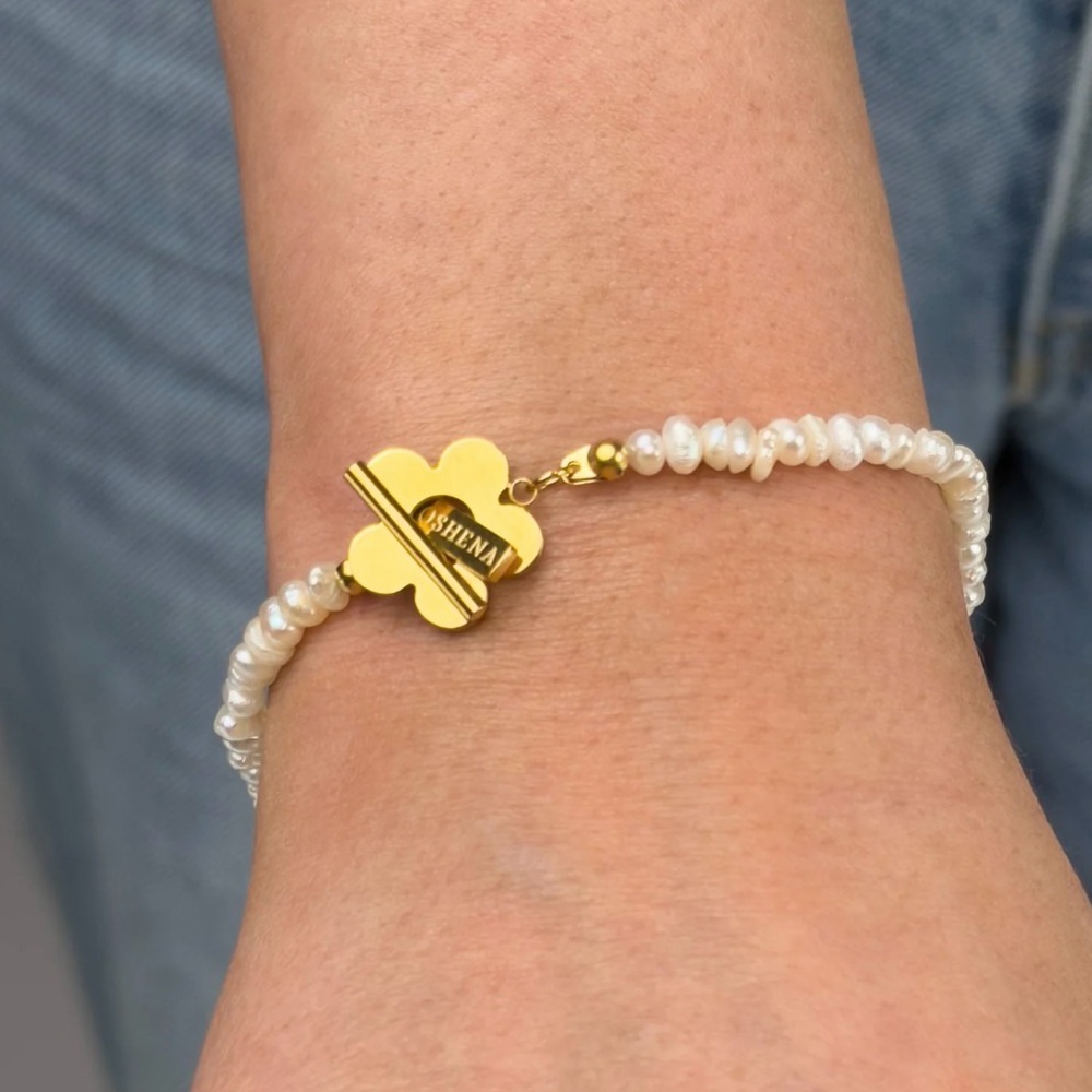 Oshena Luma Bracelet - Genuine Freshwater Pearls & 18k Gold Triple Plated NWT